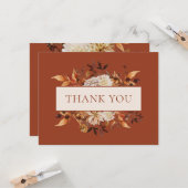 Kupfer Fall Terracotta Blätter Floral Vielen Dank Karte (Vorderseite/Rückseite Beispiel)