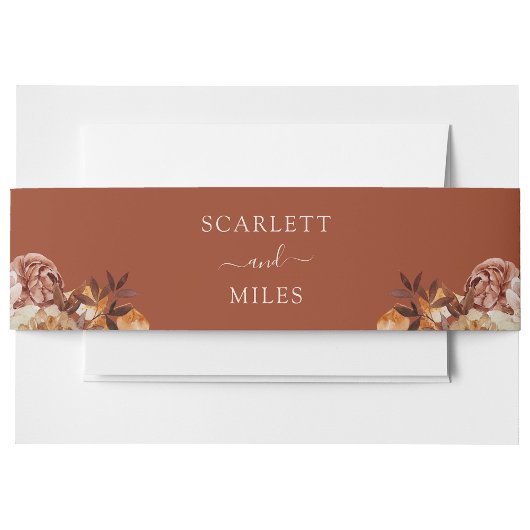 Kupfer Fall Wasserfarbe Botanicals Hochzeit Einladungsbanderole