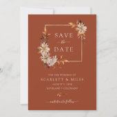 Kupfer Fall Wasserfarbenflorale Hochzeit Save The Date (Vorderseite)
