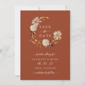 Kupfer Fall Wreath Hochzeit speichern das Datum Save The Date (Vorderseite)