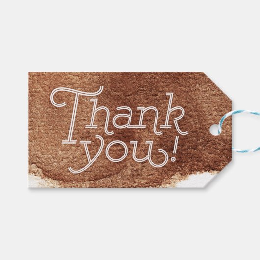 Kupfer Farbe moderne einfache Hochzeit danke Geschenkanhänger (Vorderseite (Horizontal))