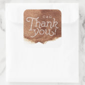 Kupfer Farbe moderne einfache Hochzeit danke Quadratischer Aufkleber (Tasche)