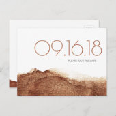 Kupfer Farbe moderne einfache Hochzeit speichern d Ankündigungspostkarte (Vorne/Hinten)