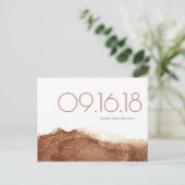 Kupfer Farbe moderne einfache Hochzeit speichern d Ankündigungspostkarte (Stehend Vorderseite)