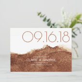 Kupfer Farbe moderne einfache Hochzeit speichern d Save The Date (Stehend Vorderseite)