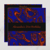 Kupfer-Fraktal Abstrakt Black Blue Event Einladung (Vorne/Hinten)