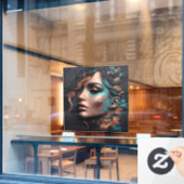 Kupfer-Frau - KI-Schöpfung Fensteraufkleber (Café-Fenster)