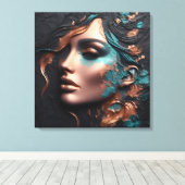 Kupfer-Frau - KI-Schöpfung Leinwanddruck (Insitu (Holzboden))