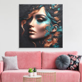 Kupfer-Frau - KI-Schöpfung Leinwanddruck (Insitu (Wohnzimmer))