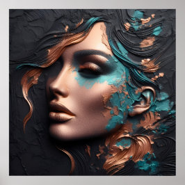 Kupfer-Frau - KI-Schöpfung Poster