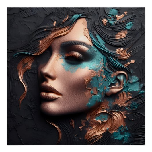 Kupfer-Frau - KI-Schöpfung Poster (Vorderseite)