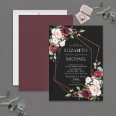 Kupfer Geometric Burgundy Black Floral Wedding Einladung