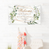 Kupfer Geometric Eucalyptus Marble Elegante Hochze Banner (Insitu)