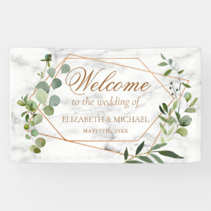 Kupfer Geometric Eucalyptus Marble Elegante Hochze Banner