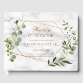 Kupfer Geometric Eucalyptus Marble Elegante Hochze Gästebuch (Vorderseite)