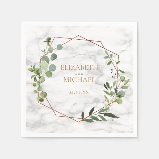 Kupfer Geometric Eucalyptus Marble Wedding Napkin Serviette (Vorderseite)