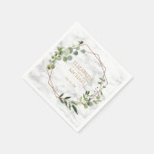 Kupfer Geometric Eucalyptus Marble Wedding Napkin Serviette (Ecke)