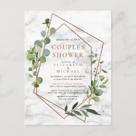 Kupfer Geometric Eukalyptus Marble Couples Dusche Ankündigungspostkarte