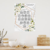 Kupfer Geometric White Floral Marmor Sitze Poster (Küche)