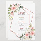 Kupfer Geometrie Peach Pink Floral Menükarte (Vorne/Hinten)