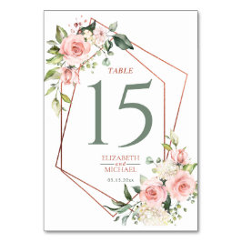 Kupfer Geometrie Peach Pink Floral Tischnummer