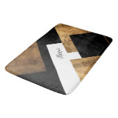 Kupfer Geometrisch Chic Monogramm Badematte (Schrägansicht)