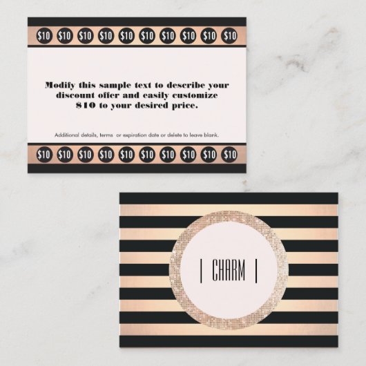 Kupfer gestreift 20 Punch Briefmarke Schönheitssal Treuekarte (Vorne/Hinten)