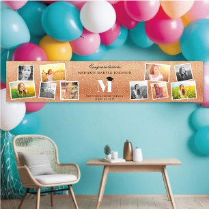 Kupfer Glitter Monogramm 10 Foto Abschlussfeier Banner