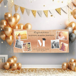 Kupfer Glitter Monogramm 6 Foto Abschlussfeier Banner