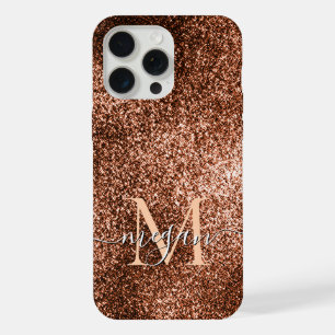 Kupfer Glitter Sparkle - Individuelles Monogramm C iPhone 15 Pro Max Hülle