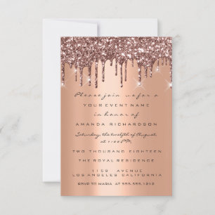 Kupfer Glitter-Tropfen Roségold Brautparty 16. Einladung