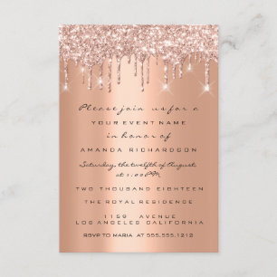 Kupfer Glitter-Tropfen Rosen Gold Braut-Süß 16. Einladung
