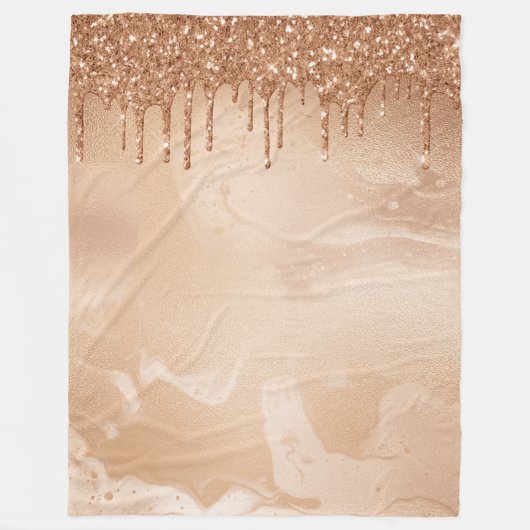 Kupfer-Glitzer Regen auf weißem Kupfermetall Fleecedecke (Vorderseite)