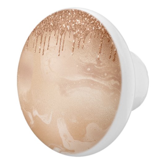 Kupfer-Glitzer Regen auf weißem Kupfermetall Keramikknauf (Rechts)