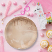 Kupfer-Glitzer Regen auf weißem Kupfermetall Pappteller (Party)