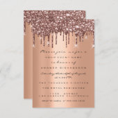 Kupfer-Glitzer Tropfen Rose Gold Brautparty 16. Einladung (Vorne/Hinten)