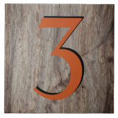 Kupfer Glow House Number Tile 3 auf grauem Stein Fliese (Vorderseite)