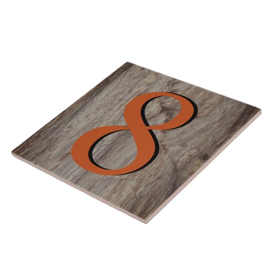 Kupfer Glow House Number Tile 8 auf grauem Stein Fliese (Seite)