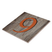 Kupfer Glow House Number Tile 9 on Gray Stone Fliese (Seite)