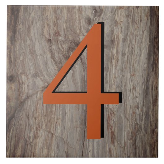Kupfer Glühhaus Number Tile 4 Vier auf grauem Stei Fliese (Vorderseite)