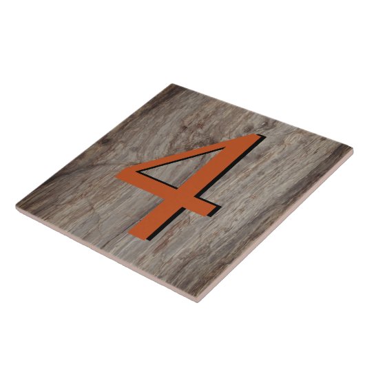 Kupfer Glühhaus Number Tile 4 Vier auf grauem Stei Fliese (Seite)