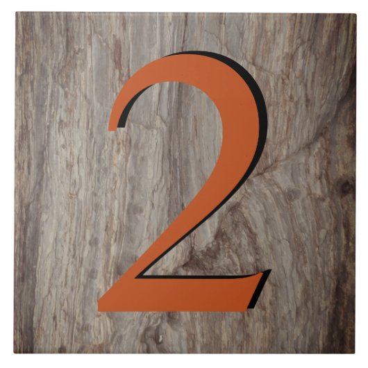 Kupfer Glühhaus Nummer Tile 2 Zwei auf grauem Stei Fliese (Vorderseite)