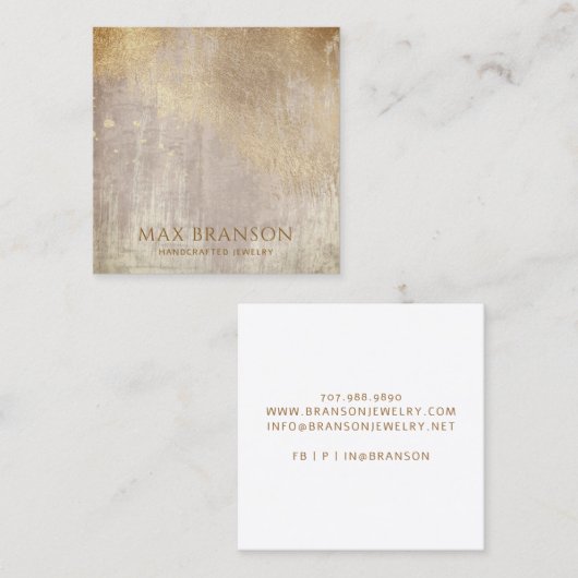 Kupfer Gold Abstrakte Schmuckdesigner Quadratische Visitenkarte (Vorne/Hinten)
