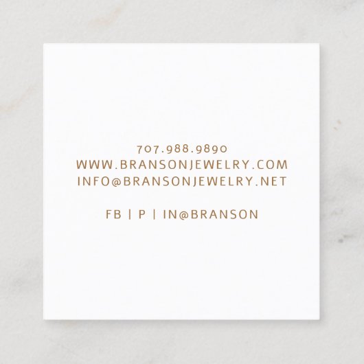 Kupfer Gold Abstrakte Schmuckdesigner Quadratische Visitenkarte (Rückseite)