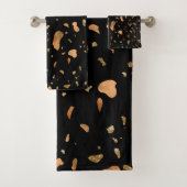 Kupfer Gold auf schwarzen Terrazzo Stone Badhandtuch Set (Insitu)