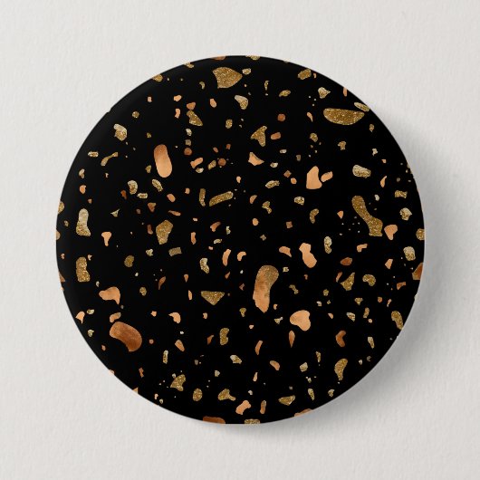 Kupfer Gold auf schwarzen Terrazzo Stone Button (Vorderseite)