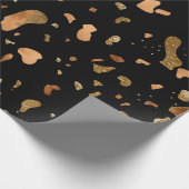 Kupfer Gold auf schwarzen Terrazzo Stone Geschenkpapier (Ecke)