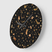 Kupfer Gold auf schwarzen Terrazzo Stone Große Wanduhr (Winkel)