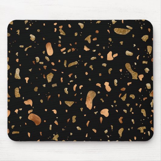 Kupfer Gold auf schwarzen Terrazzo Stone Mousepad (Vorne)