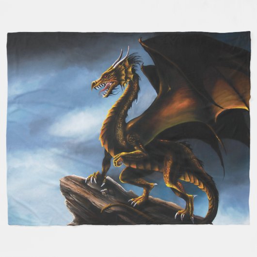 Kupfer Gold Black Dragon Fleecedecke (Vorderseite (Horizontal))